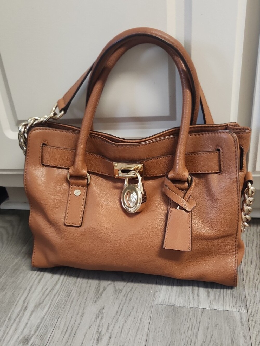 Michael Kors Cognac Leather Satchel with Gold Hardware - Picture 3 of 11